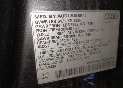 2019 Audi Q8 55 Premium from USA, damaged, VIN WA1EVAF17KD007563